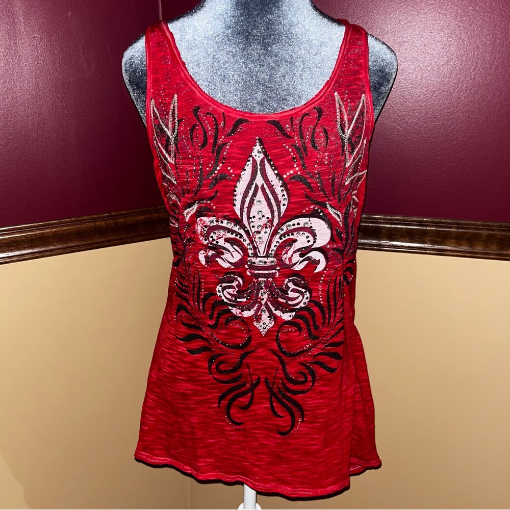 Y2K Red Tank with Grunge Style Graphic